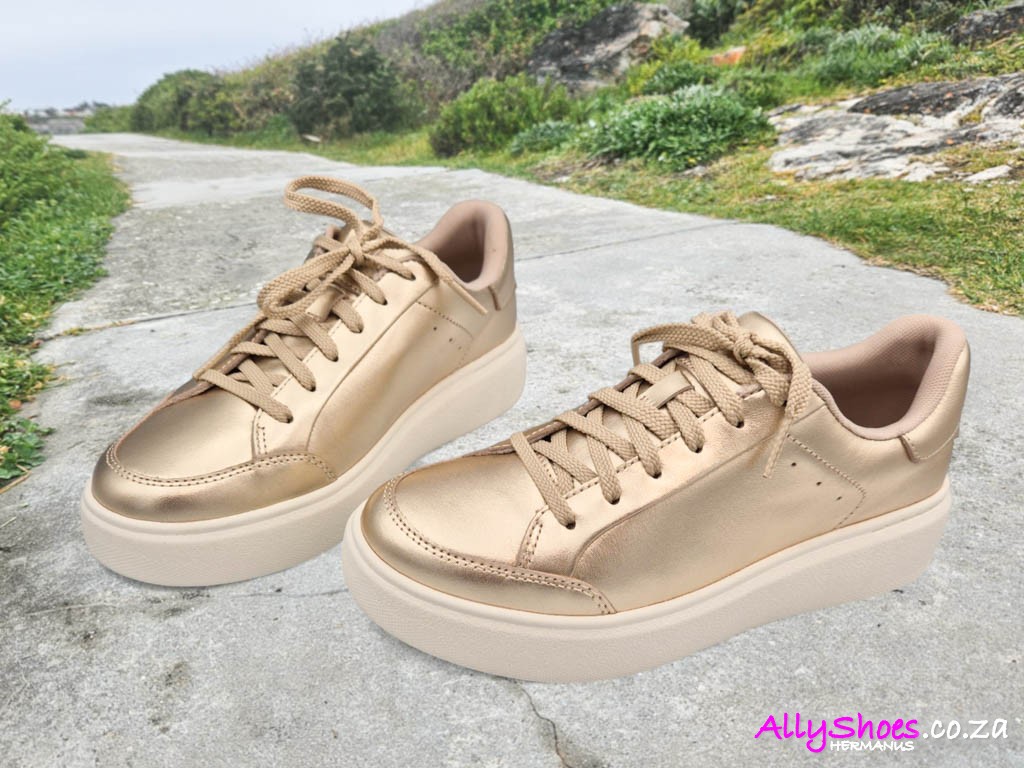 Fitflop, RTG Metallic-Leather Sneaker, Platino